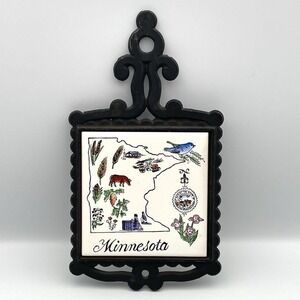 Vintage 1970s Minnesota State Souvenir Tile Wall Hanging Trivet Enesco Japan‎
